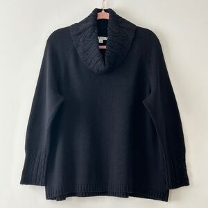 Liz Claiborne Black Cotton & Angora Cowl Neck Sweater